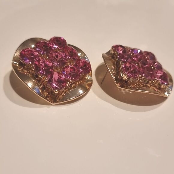 New ZARA  Exaggerated Gold circular statement earrings with rhinestone appliqués - Picture 4 of 10